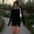 Lyegns O Neck Ribbed Knit Long Sleeve Ruffles Mini Dress Fall Elegant Y2K Streetwear Evening Casual Dress Fashion Wholesale