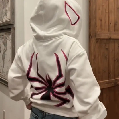 Sudadera con capucha y sudaderas para parejas de Halloween europeas personalizadas Y2K para mujer, Spider Woman grande