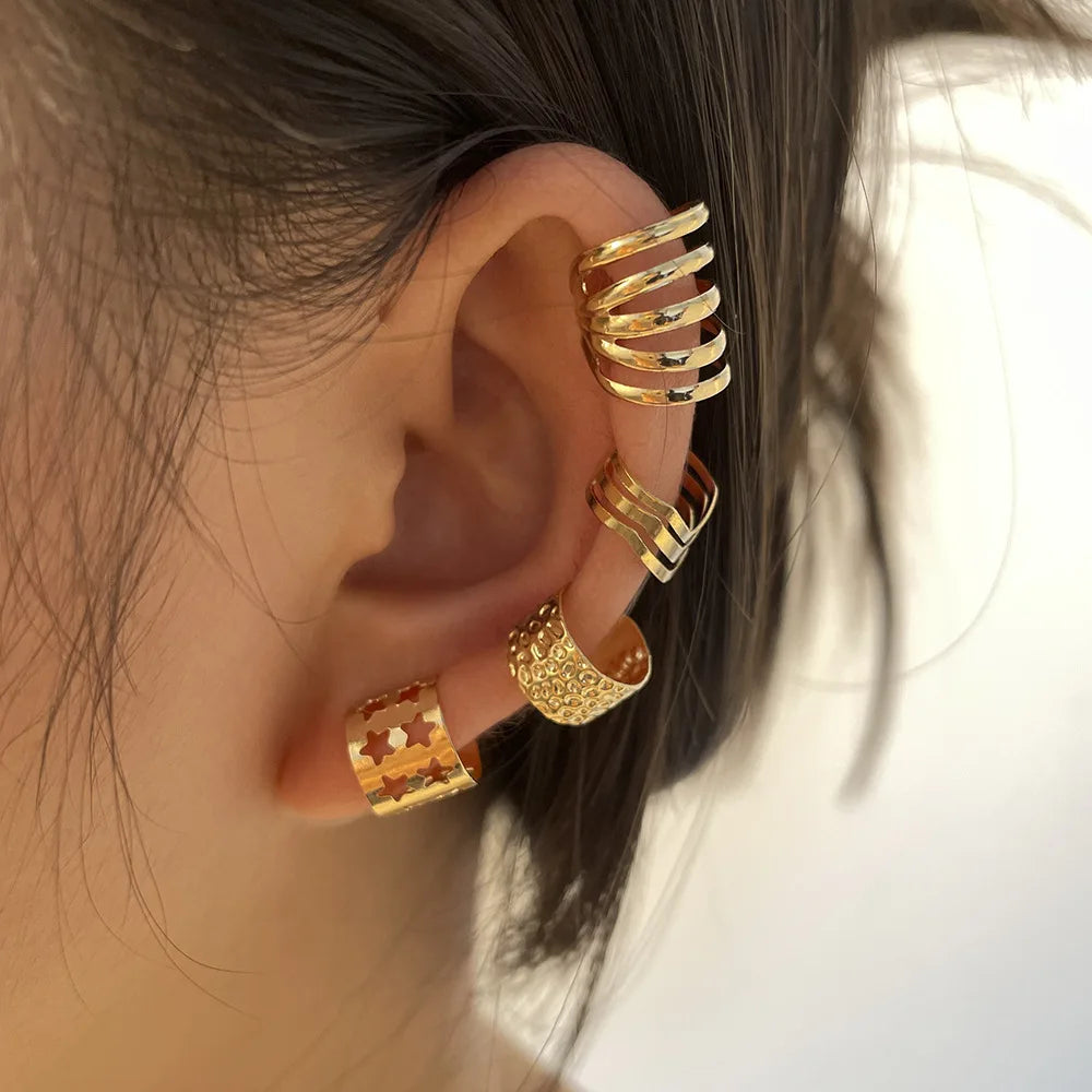 Punk Butterfly Ear Clip Liquid Metal Wing Ear Cuff No Piercing Earrings for Women and Girls
