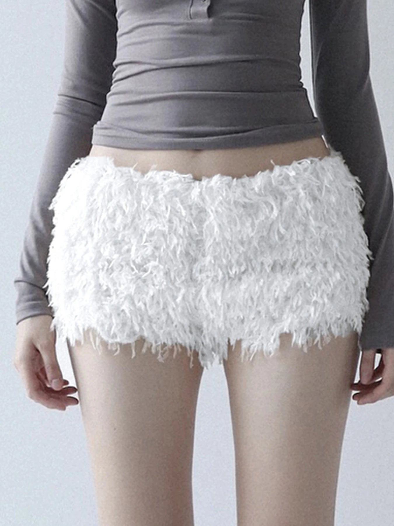 Pantalones básicos de punto liso de piel sintética para mujer, cortos, elegantes, ajustados, sencillos, de cintura baja, diseño de otoño e invierno, Y2K