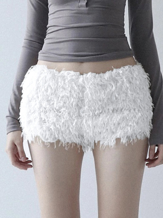 Pantalones básicos de punto liso de piel sintética para mujer, cortos, elegantes, ajustados, sencillos, de cintura baja, diseño de otoño e invierno, Y2K