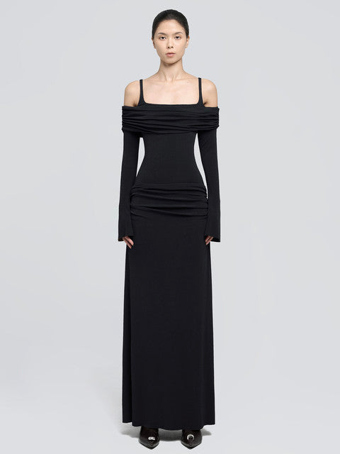 Elegant Long Sleeved Bodycon Party Evening Dress For Women Double Layered Tight Female Vestido Autumn New  Clothing
