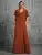 Beaded collar hem flared slit sleeve chest pleated chiffon slit skirt Evening gown Ball dress Party dress