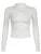 Camiseta blanca elegante con cuello alto y asimétrico para mujer, de manga larga, ajustada, lisa, básica, para primavera y otoño