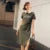 Dress Women Vintage Casual Midi Dress  Summer New Letter Print Split T-Shirt Dress