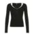 Contrast Lace Crew Neck Top Spring Casual Y2K Long Sleeve Buttons T-shirt Knitted Slim Basic Tee Shirt Streetwear 90s