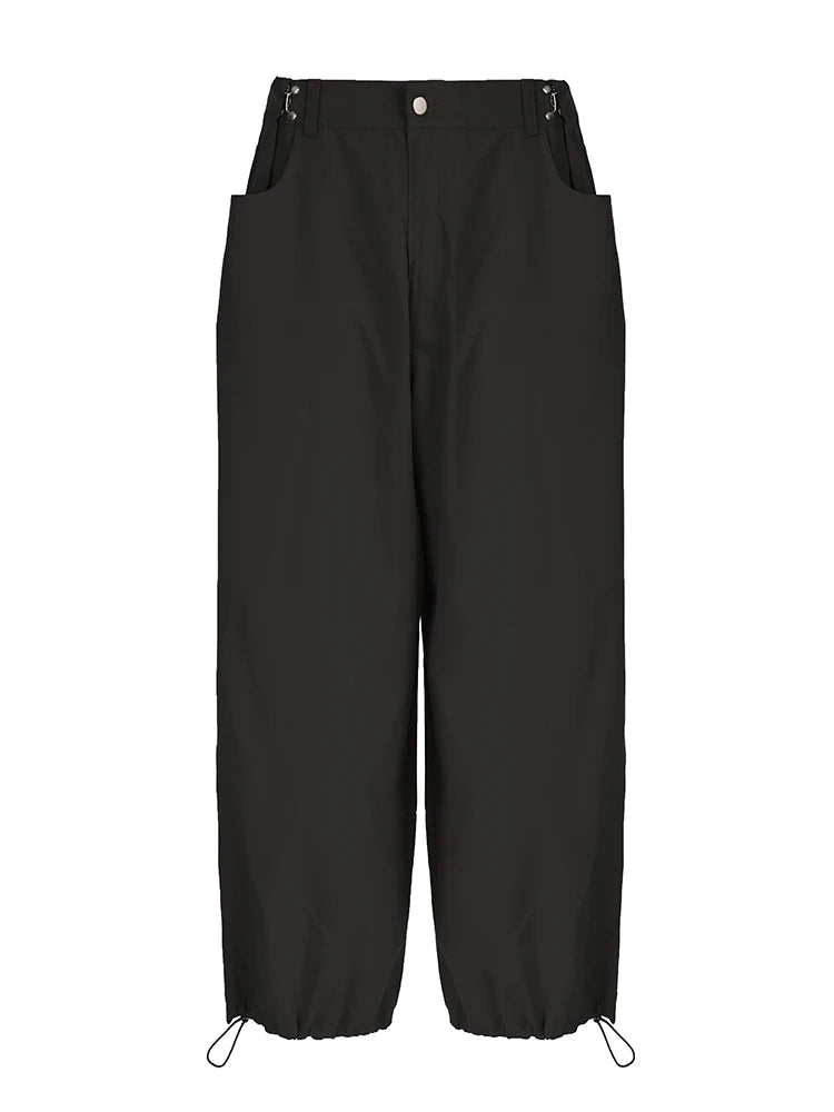 Pantalones cargo holgados de cintura ajustable y estilo callejero para mujer