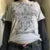 Camiseta vintage grunge emo Y2K de los años 2000, estilo cross cyber goth, con retazos, de manga larga, estilo e-girl, estilo gótico harajuku, holgada, para mujer y hombre.