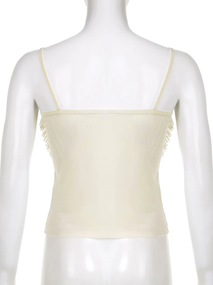 Women Split Vest Top Ruffles Patchwork Skinny Y2K Girl Camisole Summer Fashion High Street Sexy Crop Tank Tops 2000s