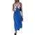 Vestido elegante de verano para mujer, con cuello en V, sin mangas, con patchwork de colores contrastantes, largo y sexy para fiesta de noche.