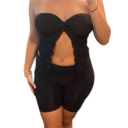 Strapless Crop Top y2k Women Twist Knot Off Shoulder Sleeveless Ruched Split Bandeau Summer 2000s Fairy Grunge Clothes