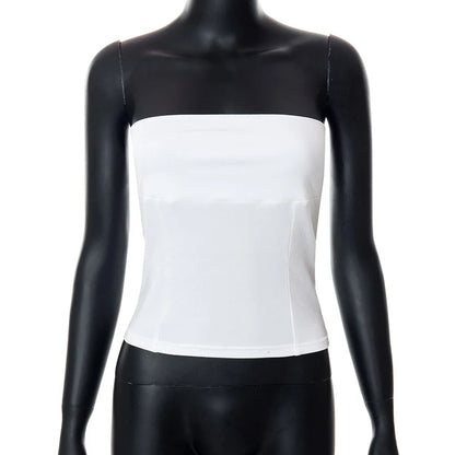Y2k - Tops de corsé sin tirantes de verano blancos con hombros descubiertos para mujer, top de tubo sin mangas, ropa de corpiño ajustada sexy