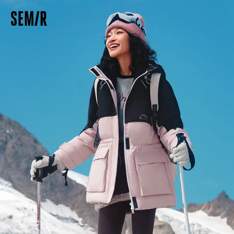 Chaqueta de plumas para mujer, de longitud media, con tres capas, suelta, con almacenamiento de calor, mangas raglán, nueva chaqueta de invierno a juego con la cintura.