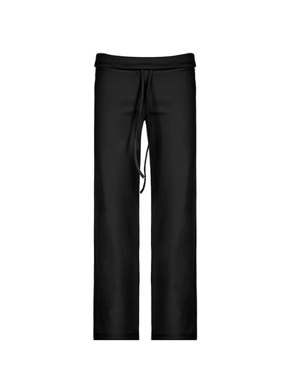 Solid Drawstring Low Waist Straight Pants Women Basic Casual Jogger Sweatpants