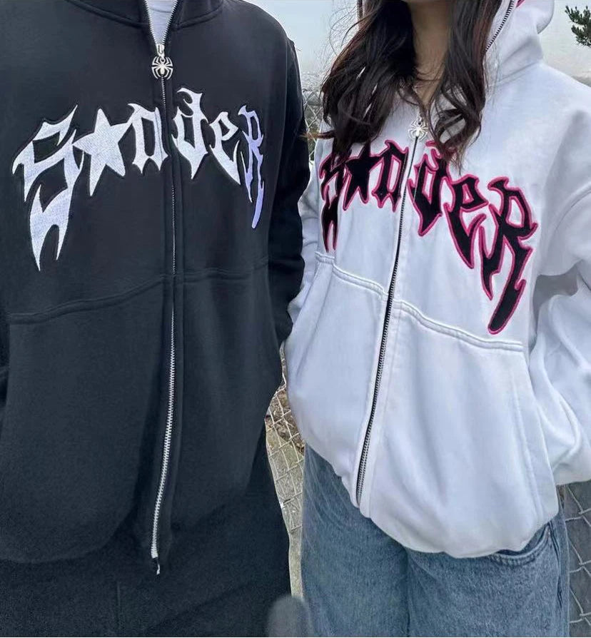 Sudadera con capucha y sudaderas para parejas de Halloween europeas personalizadas Y2K para mujer, Spider Woman grande