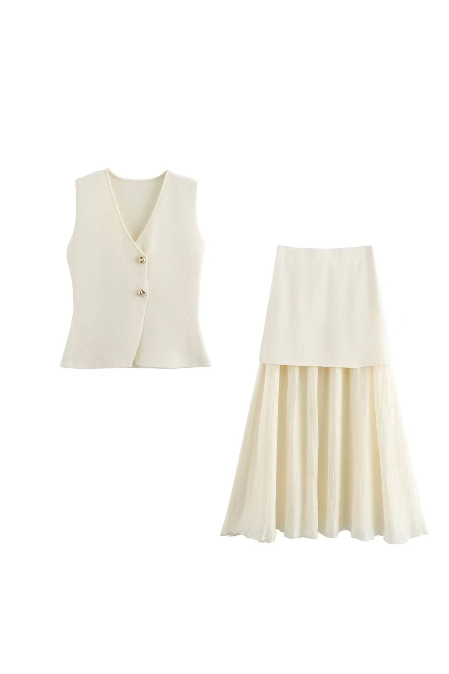 Conjunto de punto con falda plisada y empalmada Lynn 