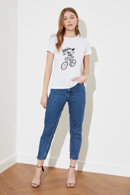 Women’s T-shirt hot sell motorcycle and monogram print custom T-shirt baby tee