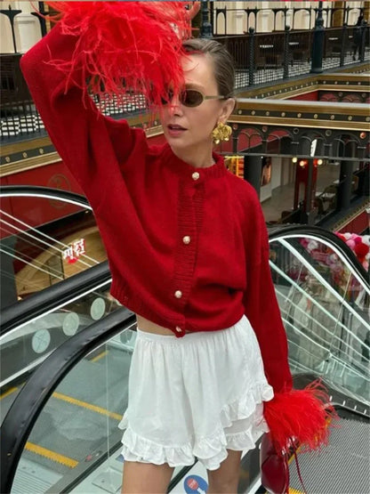 Suéter tipo cárdigan de retazos de moda para mujer, de manga larga, cintura alta, ajustado, esponjoso, Y2k, prendas de vestir exteriores, abrigo de punto para mujer, nuevo