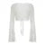 Cárdigan con mangas acampanadas y protector solar para mujer, moda Y2K, cuello en V, top corto, ropa de calle, camiseta blanca de punto con cordones