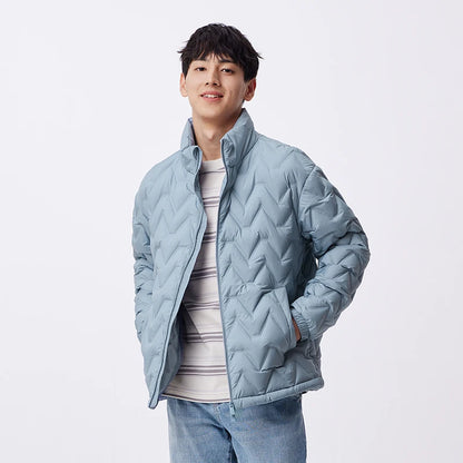 Chaqueta de plumón para hombre, impermeable, cálida, de cuello, para uso diario, nueva, de invierno, versátil, de color sencillo.