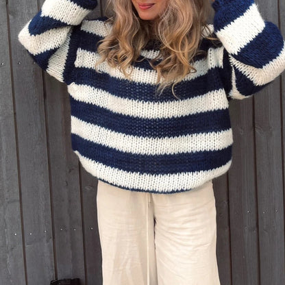Suéteres de punto holgados a rayas para mujer, moda de otoño y primavera, de manga larga, estilo vintage grunge Y2K, ropa preppy