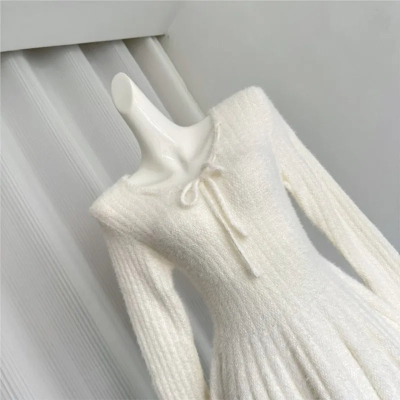 Vestidos de punto elegantes y sexis de otoño e invierno para mujer, vestido tipo suéter ajustado Y2K Harajuku, nuevo minivestido de fiesta coreano chic
