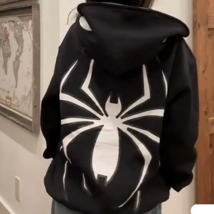 Sudadera con capucha y sudaderas para parejas de Halloween europeas personalizadas Y2K para mujer, Spider Woman grande