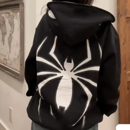 Sudadera con capucha y sudaderas para parejas de Halloween europeas personalizadas Y2K para mujer, Spider Woman grande