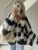 V-Neck Scarf Sweater Cardigan Female Contrast Casual Patchwork Autumn Hollow Out Outwear Women’s Knitwear Coat Cardigan