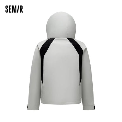 Down Jacket Women Contrast Color Patchwork Trendy and Cool Popular Garment Spring Three-Proof Loose Hooded Outerwear