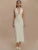 Vestido largo sexy sin mangas con escote en V profundo y cuello halter para mujer, elegante vestido ajustado con espalda descubierta y tirantes finos, vestido largo de moda para mujer