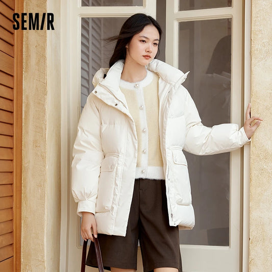 Chaqueta de plumas para mujer, de longitud media, holgada, con mangas raglán, sencilla, cálida, con capucha y tres capas para invierno.
