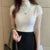Blusas y tops de mujer Blusa de manga corta de verano para mujer Blusas de mujer de moda Blusa de punto de cuello alto Tops de camisa