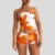 Conjunto de 2 piezas para playa, vacaciones, salón, top corto sin tirantes con estampado floral, bandeau + minifalda ajustada, bodycon cruzado para mujer