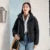 Cotton Clothing Women Stand Collar Loose  New Winter Texture Rhombus Cotton Coat Fashion Casual