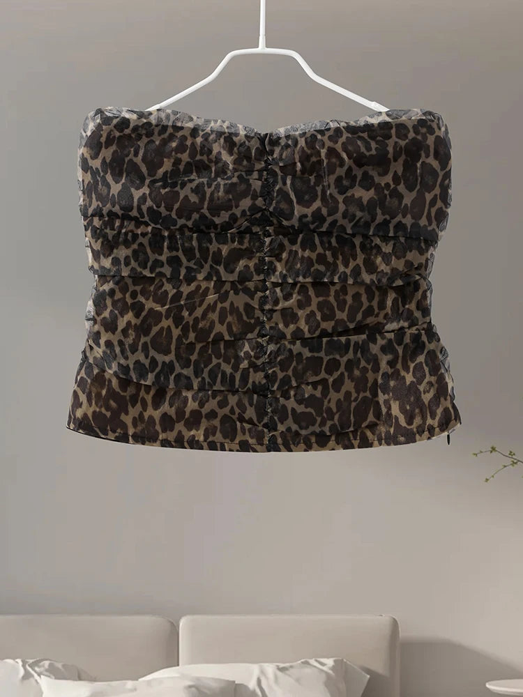 Tops de tubo con estampado de leopardo, ropa de calle, estética urbana, para desplazamientos diarios, retro, sexys, Y2k, cómodos tops de tubo de verano para mujer