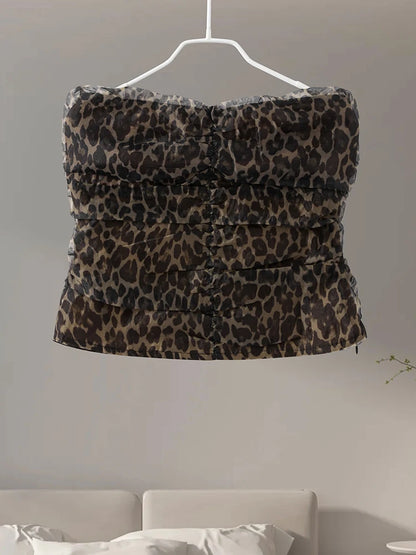 Tops de tubo con estampado de leopardo, ropa de calle, estética urbana, para desplazamientos diarios, retro, sexys, Y2k, cómodos tops de tubo de verano para mujer