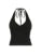 Top corto con cuello en V y lazo cruzado para mujer, liso, básico, informal, ajustado, sin espalda, sexy, sin mangas