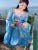 Elegante vestido corto estampado para mujer, sin espalda, estilo playero, con mangas abullonadas, corte A, floral, minivestido de una pieza para mujer