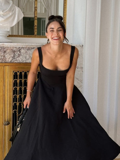 Elegant Sleeveless Bodycon Women Long Dress  Fall Solid Color Square Neck Sexy Party Club Evening Dress Slim Vestido