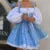 Puff Sleeve Suspender Dress Women Fake Two Pieces Flower Strapless Ruffles Splice Long Sleeve Lace Up Party Dress Summer