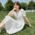 Dress Women Texture Chiffon Floral Romantic Temperament Square Neck Tea Break Dress