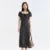 Dress Women Split Bubble Sleeve Medium Long Dress  Summer New Square Neck Chiffon Floral Dress Romantic Elegant