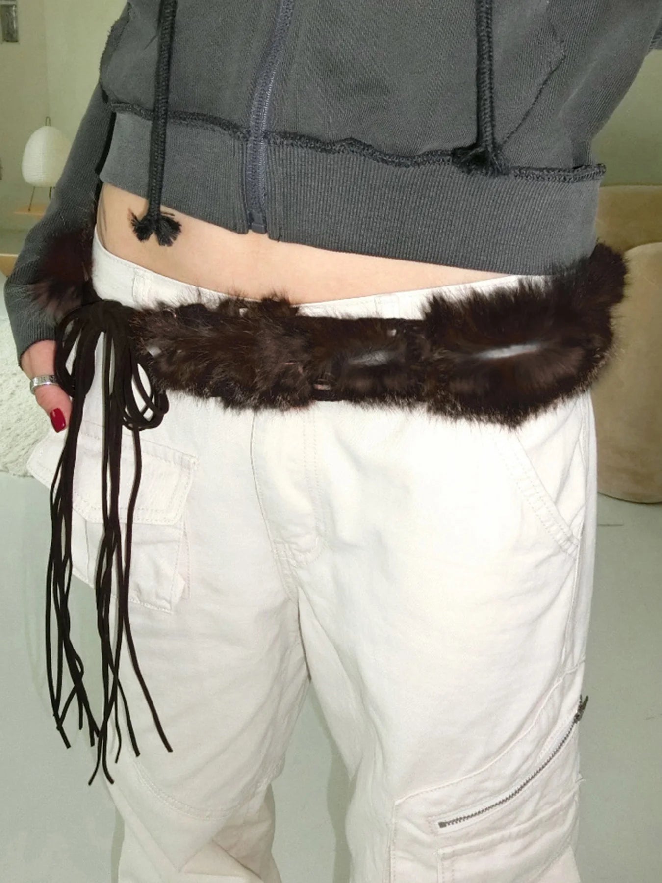 American Retro Faux Women¡¯s Belt Fashion Chic Tassel Distressed All-Match Solid Design Accessorie Trendy