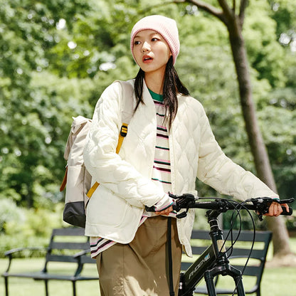 Chaqueta de plumas para mujer, color liso, tres capas, suelta, estilo informal, nueva, de invierno, con cuello de béisbol, ligera