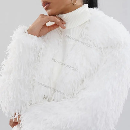 Abrigo de piel ecológica con plumas de High Street para mujer, chaqueta de piel sintética de zorro con solapa de invierno, abrigo largo y esponjoso liso para mujer