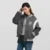 Abrigo para mujer, chaqueta holgada con bordado de patchwork y contraste de colores, nueva chaqueta de béisbol de lana sintética para invierno.