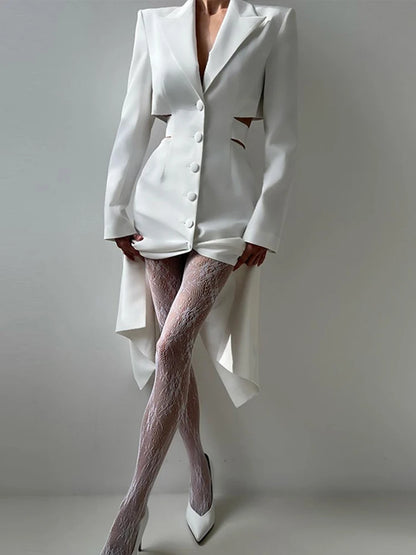 Elegante traje liso, vestidos largos para mujer, vintage, ajustado, sin espalda, con solapa y botonadura sencilla, vestido de otoño para mujer, versátil, para oficina y ropa de calle.