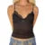 y2k Lace Trim Crop Top Women Sexy V Neck Spaghetti Strap Sleeveless Camisole with Bow 2000s Coquette Clothes Streetwear