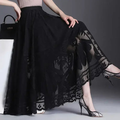Falda elegante de otoño e invierno para mujer, falda de cintura alta, estilo gótico, de longitud media